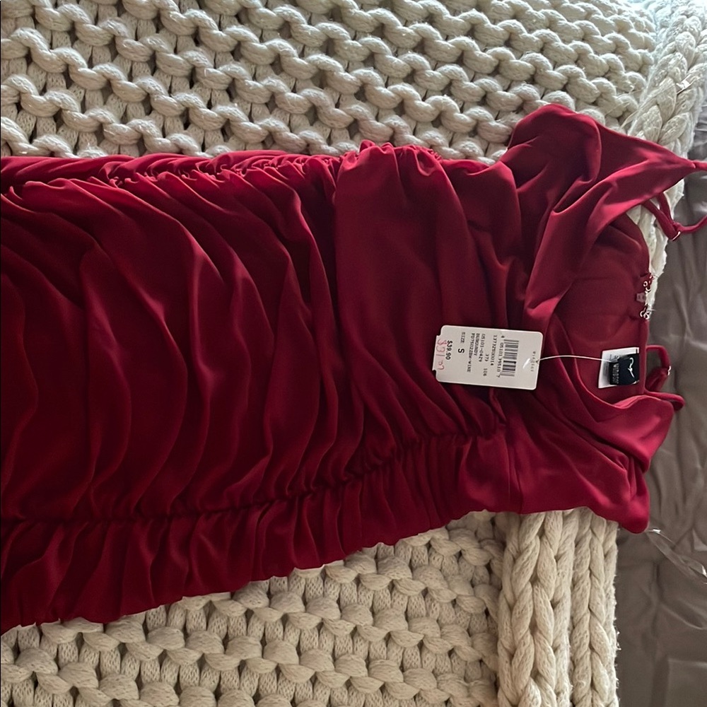 Elegant Red Ruched Dress